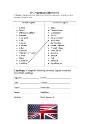 English Worksheet: USA vs UK spelling