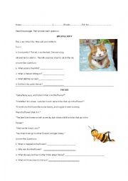 English Worksheet: Reading Comprehension 