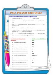 English Worksheet: Present, Past and Future