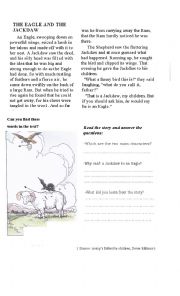 English Worksheet: Aesops fable, The Eagle and the Jackdaw