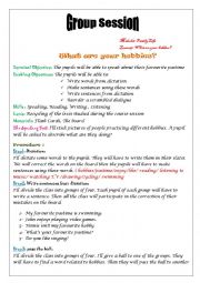 English Worksheet: group session section 3 module 1 for 7th 