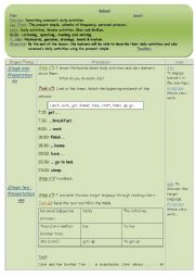 worksheet about daily activities using the present simple.