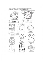 English Worksheet: clothes