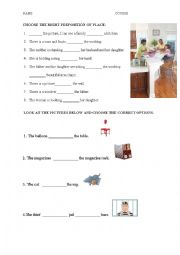 English Worksheet: prepositions of place