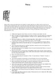 English Worksheet: Petra, Interesting Facts