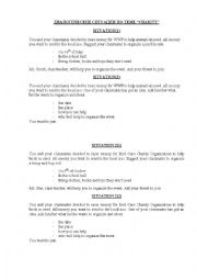 English Worksheet: charity dialoges