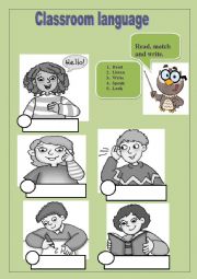 English Worksheet: Classroom language