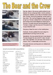 English Worksheet: The Bear and the Crow