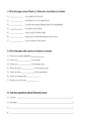 English Worksheet: In my home - There is, There are, Are there? and Is there?