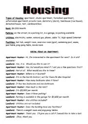 English Worksheet: Housing and Apartment Hunting