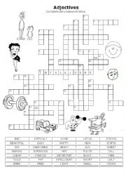 English Worksheet: Adjectives - Crosswords