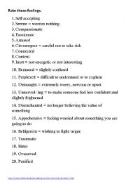 English Worksheet: List of Feelings 