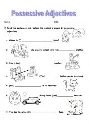 Possessive adjectives handout