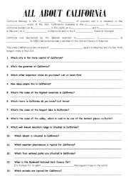 English Worksheet: All about California