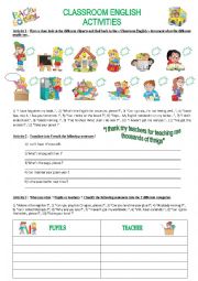 English Worksheet: Classroom activities