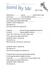 English Worksheet: Fill-in-the-Gaps Activity for Stand By Me by Ben E