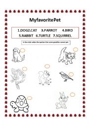 English Worksheet: My Favorite Pet