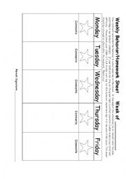 English Worksheet: weekley behavior chart