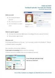 English Worksheet: Video Activity - South Park - You have zero friends