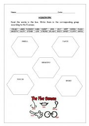 English Worksheet: Sensory Words