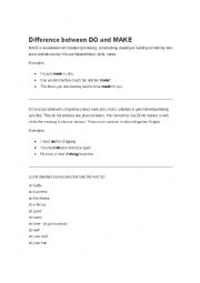 English Worksheet: Difference between do and make
