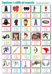 English Worksheet: Superheroess outfits and accessories 