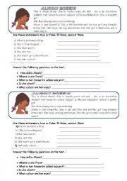 English Worksheet: alison 