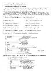 English Worksheet: Present Continuous x Simple Present