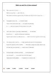 English Worksheet: CAE - USE OF ENGLISH - GAPPED SENTENCES (6)