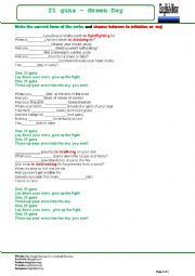 English Worksheet: 21 guns - GREEN DAY