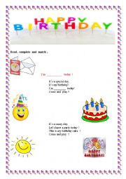 English Worksheet: HAPPY BIRTHDAY