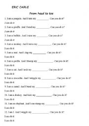 English Worksheet: fron head to toe