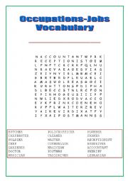 OCCUPATIONS /JOBS vocabulary wordsearch