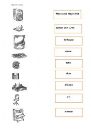 English Worksheet: Things inside the computer room