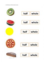 English Worksheet: Half and Whole Size Comparison