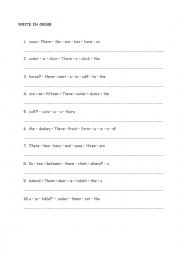 English Worksheet: write in order