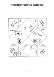 English Worksheet: Body cootie catcher