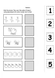 English Worksheet: Numbers 1 to 5