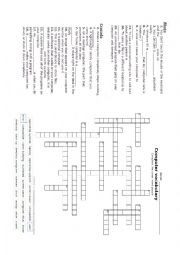 English Worksheet: Cross Word Puzzle - Computer Vocabulary