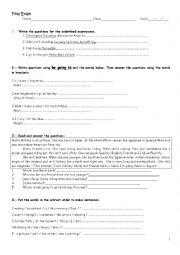 English Worksheet: Grammar review / final exam for high school students, 2nd grade