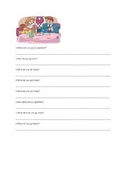 English Worksheet: daily activities 