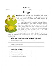 English Worksheet: Frogs