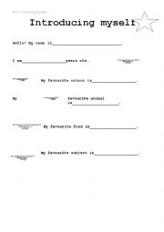 English Worksheet: introducing myself