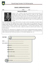 English Worksheet: thomas alba edison