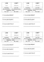 English Worksheet: CAN- CANT