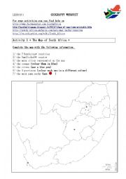English Worksheet: geography webquest on South Africa