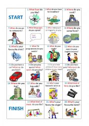 English Worksheet: Boardgame - simple present - WH-questions