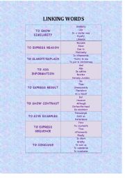 English Worksheet: Linking words