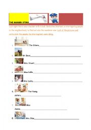 English Worksheet: Murder Case with Past Continuous