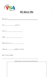 English Worksheet: All About Me